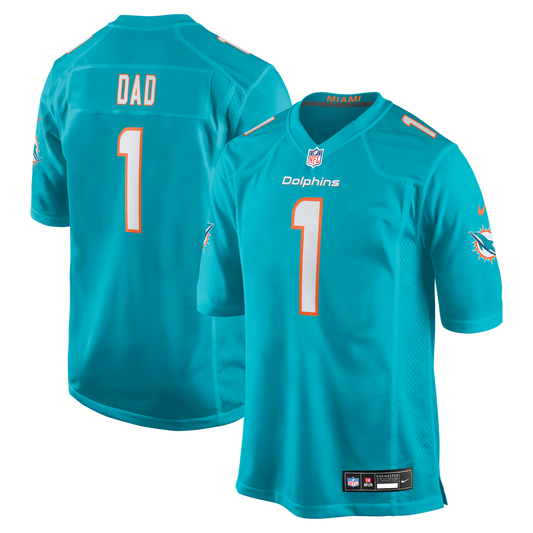Number 1 Dad Miami Dolphins Nike Game Jersey - Aqua
